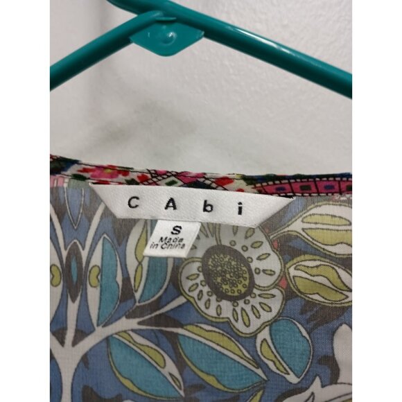 Cabi BOHO Y2K Kimono Womens Small Floral Chiffon Sheer Short Sleeve Tie Top #543 - Picture 4 of 8
